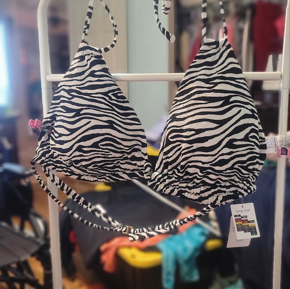 Zebra Print Triangle Bikini Top